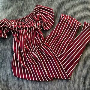 Striped Off-Shoulder Jumpsuit